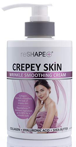 Crepey Skin Treatment Cream Wrinkle Smoothing cream w/Collagen, Hyaluronic Acid. Hydrating Cream Improves Elasticity, Plumps Sagging Skin. For Body, Neck, Hands, Face by Reshape (15 Fl Oz)