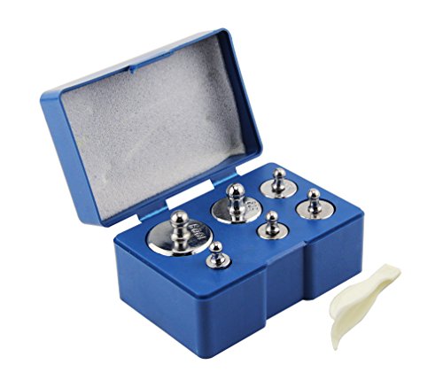 Obecome 6Pcs 5g 10g 2x20g 50g 100g Grams Precision Steel Calibration Weight Kit Set with Tweezers for Balance Scale