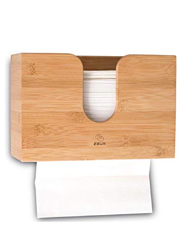eBun Multifold Paper Towel Dispenser | Bathroom Hand Towel Dispenser Wall Mount Countertop | Trifold, C Fold Holder, Commercial Restaurant Napkin, Tissue | Bamboo