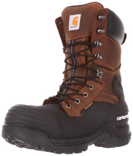 Carhartt Men's 10' Waterproof Insulated PAC Composite Toe Boot CMC1259,Brown Oiltan/Black Coated,9.5 M US