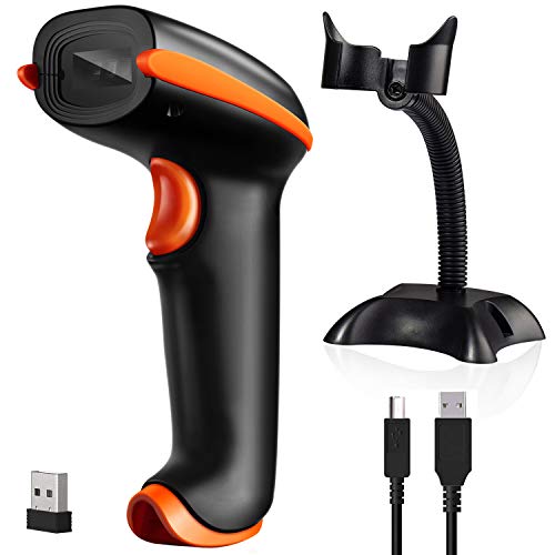 Tera [Upgraded Version] Barcode Scanner Wireless 1D 2D 2-in-1 (2.4G Wireless & USB 2.0 Wired) 2D QR Bar Code Scanner Cordless CMOS Image Barcode Reader for Payment Computer 2D Scanner with Stand