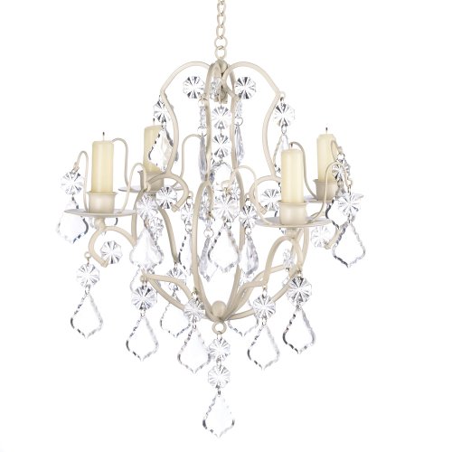 Gifts & Decor Ivory Baroque Candle Chandelier, Iron and Acrylic