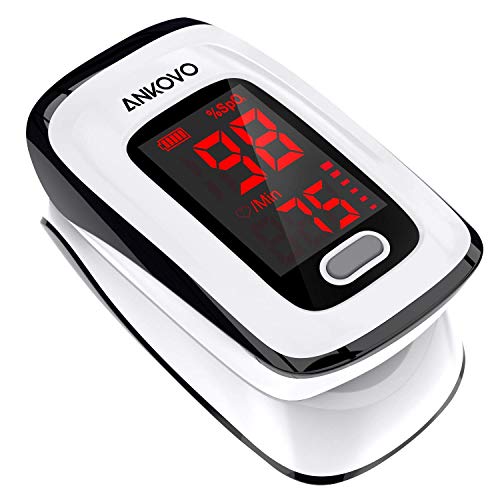Pulse Oximeter Fingertip (Oximetro), ANKOVO Blood Oxygen Saturation Monitor, Heart Rate Monitor and SpO2 Levels, Portable Pulse Oximeter with Case, Lanyard and Batteries