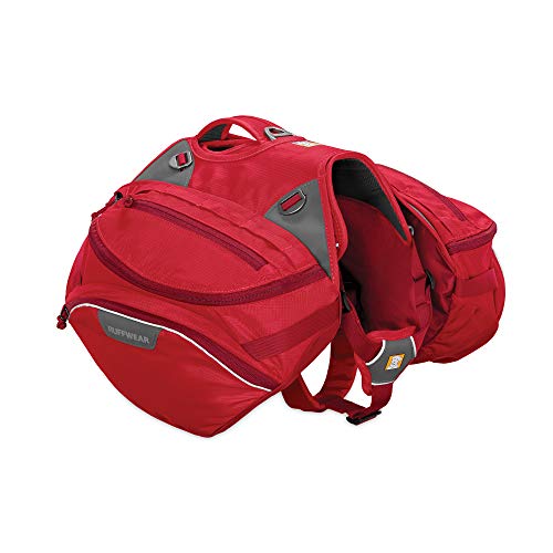 RUFFWEAR, Palisades Dog Pack, Multi-Day Hiking Backpack with Hydration Bladders, Red Currant, Medium