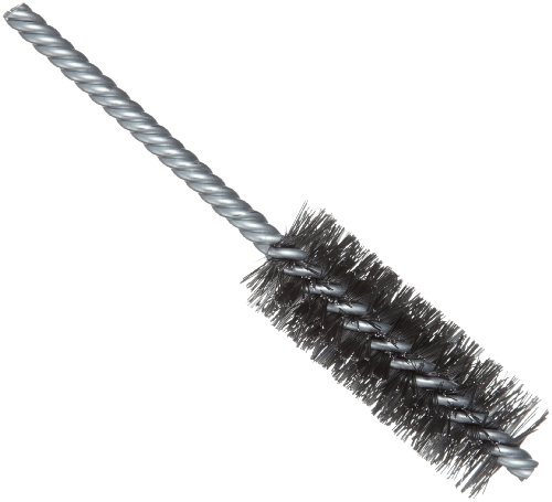 Weiler 21115 0.0104' Wire Size, 1' Diameter, 5-1/2' Length, Steel Bristles, Double Stem Double Spiral Power Tube Brush