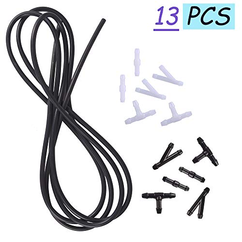 Windshield Washer Hose Kit - Washer Fluid Hose 3 Meter with 12 Pcs Hose Connectors Suitable for Most Car Windshield Fluid Tubing