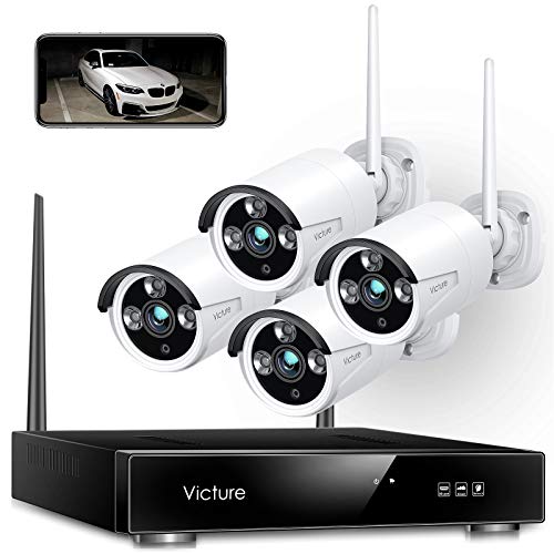 Wireless Security Camera System, Victure 1080P 8 Channel NVR 4PCS Outdoor WiFi Surveillance Camera with IP66 Waterproof, Night Vision, Motion Alert, Remote Access, No Hard Disk