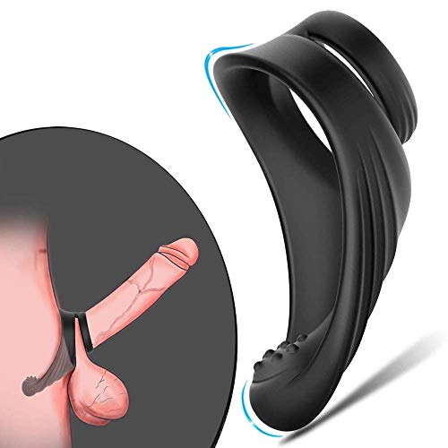 Men's double-ring Penis Ring, effective to improve lasting sex aids, full-body waterproof penis ring, with massage head Penis Ring