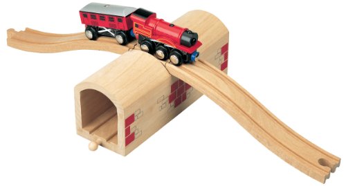 maxim enterprise, inc. Wooden Train Track Over & Under Tunnel Bridge | Easy-Connect Railway | Compatible with Thomas, BRIO, Melissa & Doug, KidKraft | Toys for Boys, Girls, Model:50430