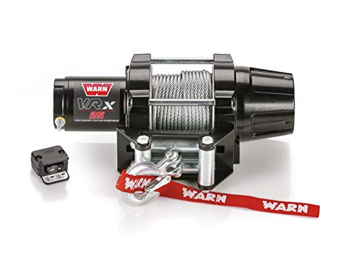 WARN 101025 VRX 25 Powersports Winch with Handlebar Mounted Switch and Steel Cable Wire Rope: 3/16' Diameter x 50' Length, 1.25 Ton (2,500 lb) Capacity