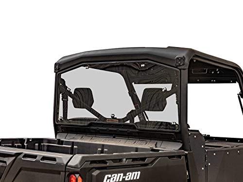 SuperATV Can-Am Defender Rear Windshield: Heavy Duty Full Back Window Shield Compatible with Can-Am Defender HD5 / HD8 / HD10 / Max Models - UTV Accessories for OEM Soft and Hard Tops - Light Tint