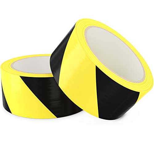 Double-Roll of Ultra-Adhesive, Black & Yellow Hazard Tape for Floor Marking 2 Pack. Mark Floors & Watch Your Step Areas for Safety with High-Visibility, Anti-Scuff Striped Vinyl by Nova Supply