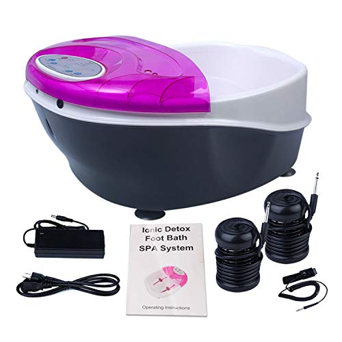 Ionic Detox Foot Bath SPA Machine Negative Hydrogen System Plus Panel Control + Massage Tub Basin 2 Arrays by Healcity