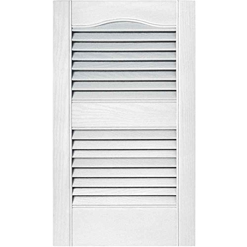 Builders Edge 010140060001 Pair Of 15 X 60-Inch White Louvered Shutters Shutters, Exterior