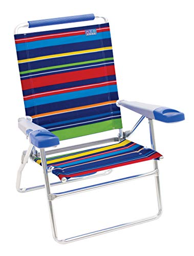 Rio Gear ASC615-1801-1 Beach 15' Extended Height 4 Position Folding Beach Chair - Pop Surf Stripes