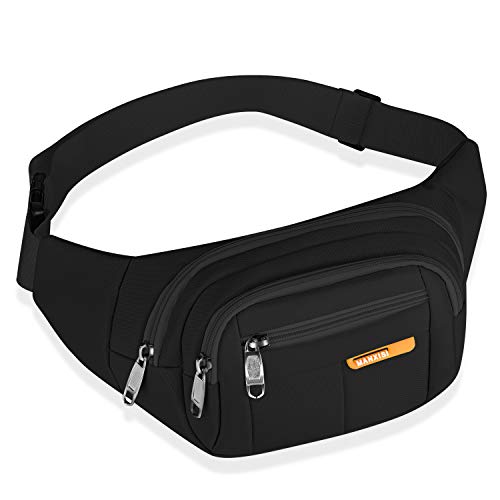 Fanny Pack for Men Women Waterproof Hip Bum Bag Waist Pack Bag Suitable for Outdoors Workout Traveling Casual Running Hiking Cycling Dog Walking Fishing(Black)