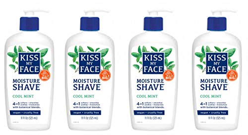 Kiss My Face 4-in-1 Moisture Shave, Cool Mint 11 oz ( Pack of 4)