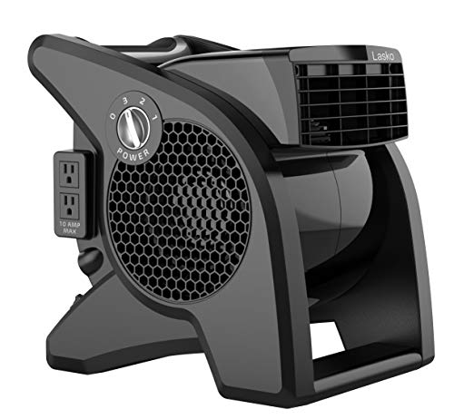 Lasko High Velocity Pro-Performance Pivoting Utility Fan for Cooling, Ventilating, Exhausting and Drying at Home, Job Site and Work Shop, Black Grey U15617