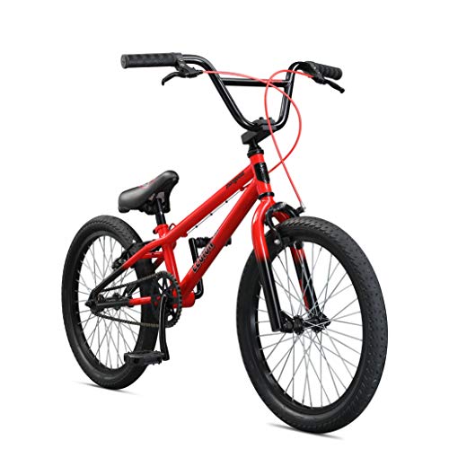 Mongoose Legion LSX Freestyle Sidewalk BMX Bike for-Kids, -Children and Beginner-Level to Advanced Riders, 20-inch Wheels, Hi-Ten Steel Frame, Micro Drive 25x9T BMX Gearing, Red (M51809M50OS-PC)