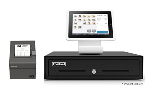 SQUARE POS REGISTER HARDWARE KIT- Stand for iPad 10.2' & 10.5', USB Direct Thermal Printer and Epsilont Cash Drawer (Black)