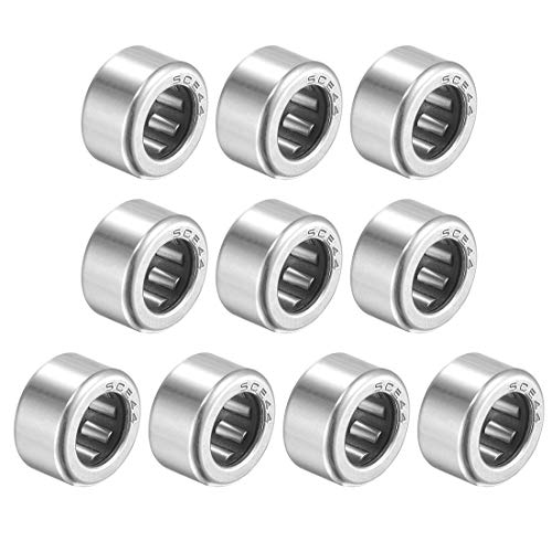 uxcell SCE44 Needle Roller Bearings 1/4-inch Bore 7/16-inch OD 1/4-inch Width Chrome Steel Open End 10pcs