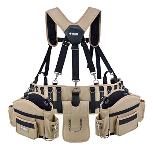 JACKSON PALMER Professional Comfort-Rig Tool Belt With Suspenders (Adjustable System with 2-Power Tool Hooks)