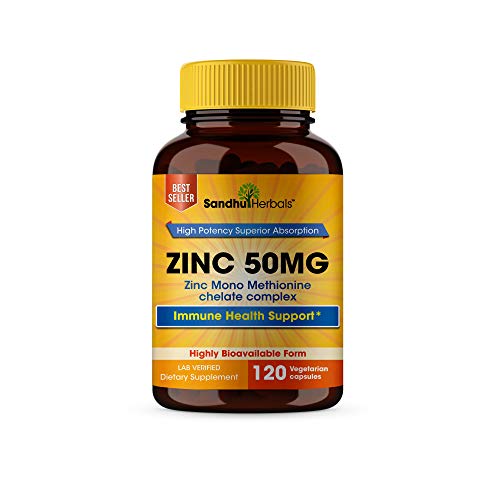 Zinc 50mg Supplement, Highly Absorbable Zinc Supplement for Immune Support System, Best Zinc Supplements - 120 Capsules – [4 Month Supply]