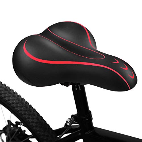 BLUEWIND Bike Seat, Most Comfortable Bicycle Seat Memory Foam Waterproof Bicycle Saddle - Dual Shock Absorbing - Best Stock Bicycle Seat Replacement for Mountain Bikes, Road Bikes-Red