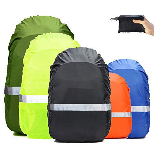 Frelaxy Hi-Visibility Backpack Rain Cover with Reflective Strip 100% Waterproof Ultralight Backpack Cover (Black with Reflective Strip, M (for 25L-35L Backpack))