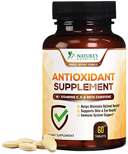 Antioxidant Supplement Tablets, Super Antioxidants Formula with Vitamins A, E, C, Selenium, Made in USA, Natural Free Radical Defense and Immune System Support for Women & Men - 60 Tablets