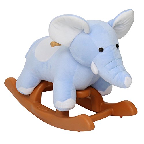 Kinbor Baby Kids Toy Plush Rocking Horse Little Blue Elephant Theme Style Riding Rocker Sound