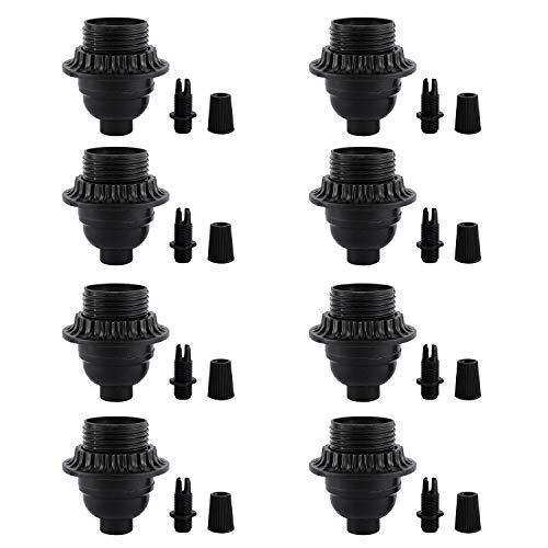 Artilife 8Pack Black E26/E27 Light Sockets, Retro Lamp Holder with E26 Medium Screw, 200℃ Heat Resistant Standard Screw-in Lamp Socket for Vintage Bulbs Pendant Lamp