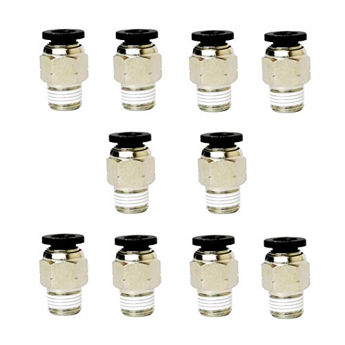 10 Pack Push to Connect Tube Fitting, Air Tool Fittings Straight Push Quick Release Connectors Tube Quick Connect Fittings, Male Straight 1/4' Tube OD x 1/8' NPT Thread