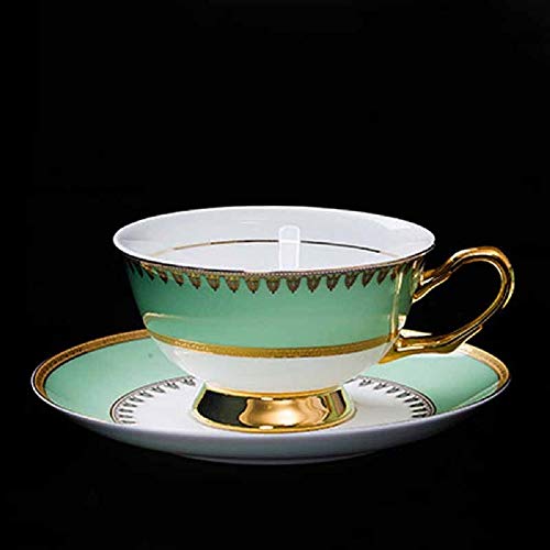 SANABRIA Luxury Bone Porcelain Tea Cups And Saucers Set Gold Inlay Ceramic Coffee Cup Set Blue And White Style E