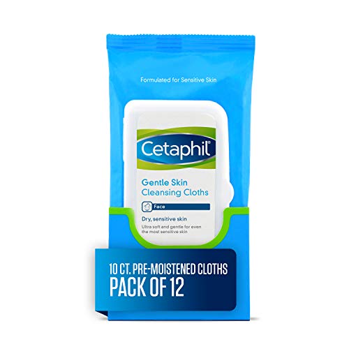 Cetaphil Gentle Skin Cleansing Cloths for Dry, Sensitive Skin, Face Cleansing Wipes, 10 Count (Pack of 12)