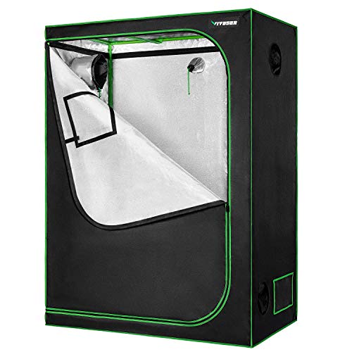 VIVOSUN 48'x24'x60' Mylar Hydroponic Grow Tent with Observation Window and Floor Tray for Indoor Plant Growing 2'x4'