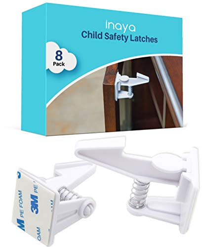 Cabinet Locks Child Safety Latches (8 Pack) - Baby Proofing Cabinets & Drawers Locks - Child Proof Your Home - No Drilling & No Tools Required!