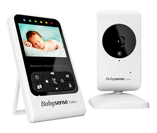 New Babysense Video Baby Monitor with Camera and Audio, Long Range, Room Temperature, Infrared Night Vision, Two Way Talk Back, Lullabies and High Capacity Battery, Model V24R