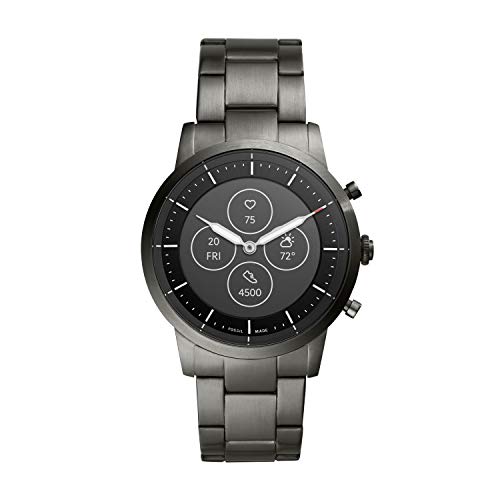 Fossil Men's 42MM Collider HR Heart Rate Stainless Steel Hybrid HR Smart Watch, Color: Collider - Smoke (Model: FTW7009)
