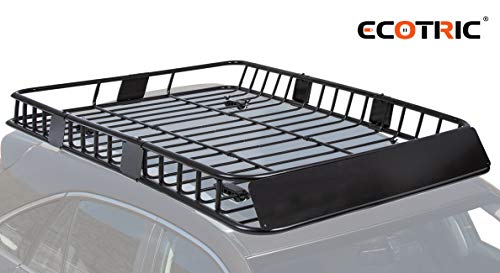 ECOTRIC 64' Universal Black Roof Rack Cargo Carrier Car Top Luggage Holder with Extension Carrier Basket SUV Storage for Travel