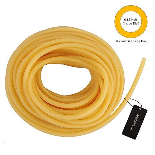 AIRSOFTPEAK Natural Latex Rubber Tubing Speargun Band Slingshot Catapult Surgical Tube Rubber Hose 0.2' OD 0.12' ID, 33ft