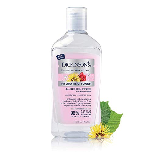 Dickinson's Enhanced Witch Hazel Hydrating Toner with Rosewater, Alcohol Free, 98% Natural Formula, 16 Fl. Oz.
