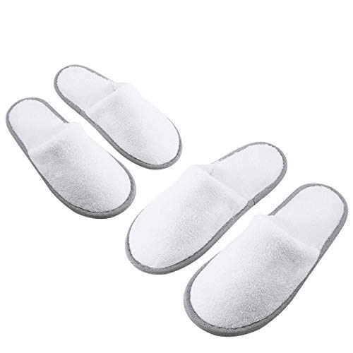 Spa Slippers, Closed Toe (6 Pairs- 3L, 3M) Disposable Hotel Slippers for Men and Women, Fluffy Coral Fleece, Deluxe Padded Sole for Extra Comfort- Perfect for Guests, Travel Wedding