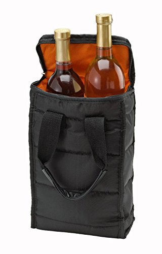 Wine Carrier Tote Bag - 2 Bottle Pockets - Attractive wine bag with thick external padding, zipper and easy to carry handles. The wine tote bag is perfect for travel, picnics or a day at the beach.