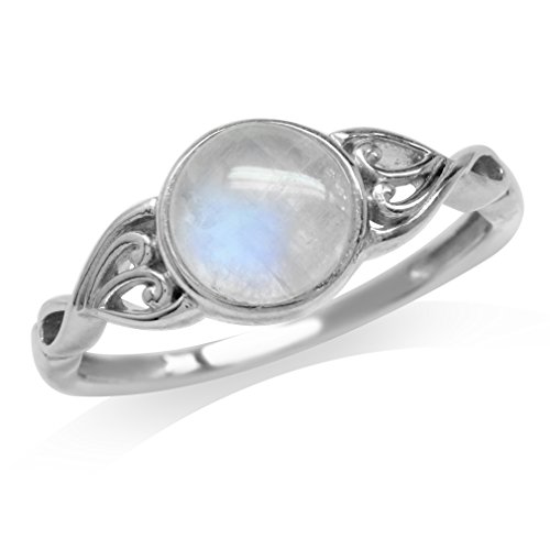 Silvershake 7mm Natural Moonstone 925 Sterling Silver Victorian Style Solitaire Ring Size 7