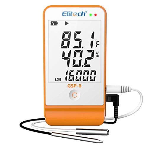 Elitech GSP-6 Temperature and Humidity Data Logger 2 Temperature Sensor Probes Temperature Recorder 16000 Points