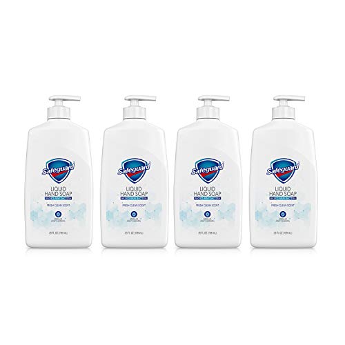 Safeguard Liquid Hand Soap, Washes Away Bacteria, Micellar Deep Cleansing, Fresh Clean Scent, 25 Oz (Pack of 4)