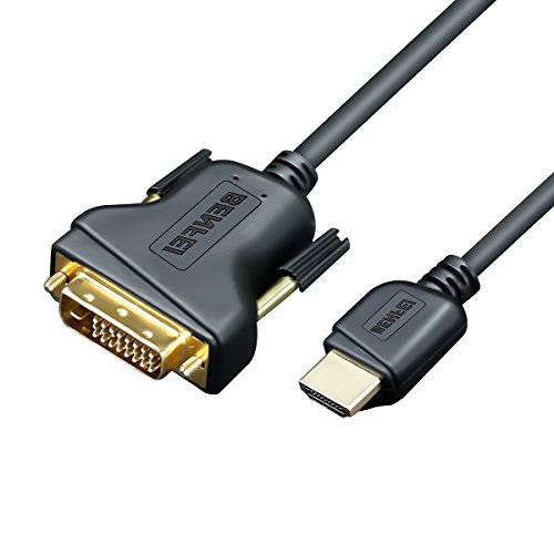 HDMI to DVI, Benfei HDMI to DVI Cable Bi Directional DVI-D 24+1 Male to HDMI Male High Speed Adapter Cable Support 1080P Full HD Compatible for Raspberry Pi, Roku, Xbox One, PS4 PS3, Graphics Card