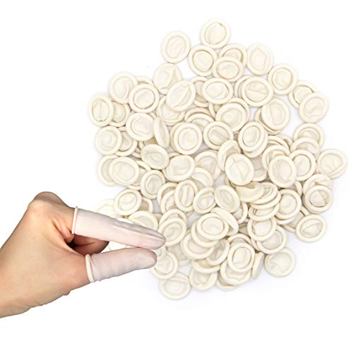 Disposable Latex Finger Cots, 400 PCS，Medium Anti Static Rubber Fingertip Protective Finger Cots for Electronic Repair, Handmade Apply