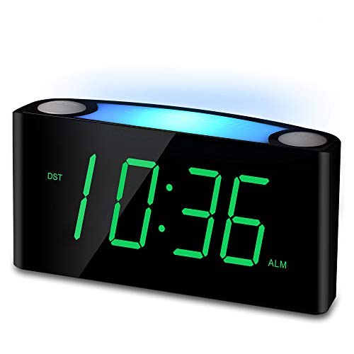 Alarm Clock, Large Number Digital LED Display with Dimmer, Night Light, USB Phone Charger, Battery Backup, Snooze, Easy to Set for Kids Seniors, Loud Bedroom Clocks for Heavy Sleepers Teens Boys Girls